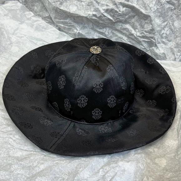 Brand New Chrome Hearts Satin Monogram Bucket Hat Black Silver Cross Top Button - Picture 5 of 14